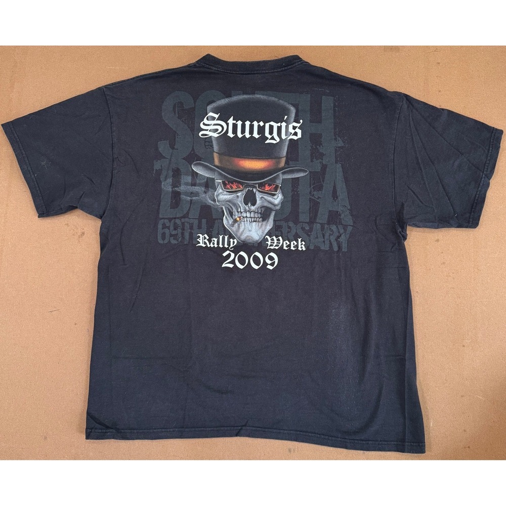 Delta Sturgis Rally Week 2009 T-Shirt Black XL Skull Top Hat 69th Anniversary - Picture 2 of 9